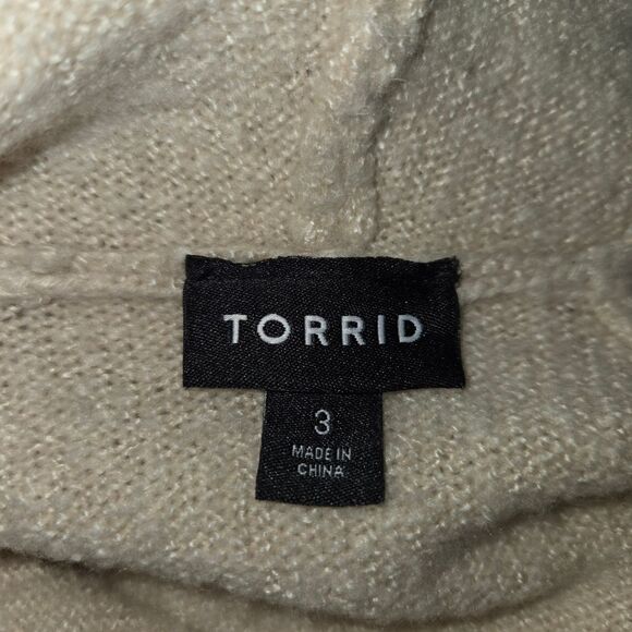 Torrid Raglan Hoodie Sweater - Pullover Rainbow Lips Oatmeal 3 3x - Picture 7 of 8